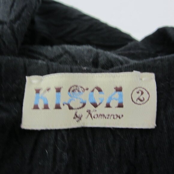 Kisca by Komarov Top Women's Size M Black Graphic Crown Patchwork Crinkled - Picture 6 of 6